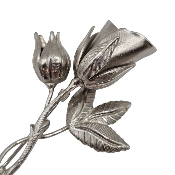 2PC Brooch SilverTone Spring Tulip Lily Floral Lapel Pin Brooch Lot Stmt Elegant - Picture 7 of 16